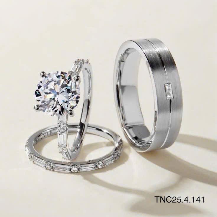 skymond luxury nhẫn kỷ niệm cưới bạch kim kim cương